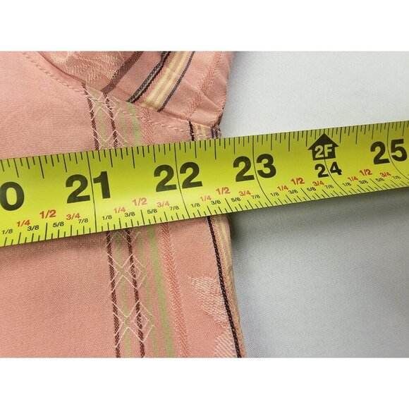 Tommy Bahama Size Medium Mens Salmon Strip Silk Blend Logo Tag Long Sleeve Shirt - Picture 2 of 12